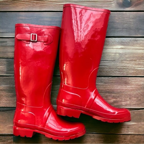 Red Rubber Rainboots - Picture 4 of 5